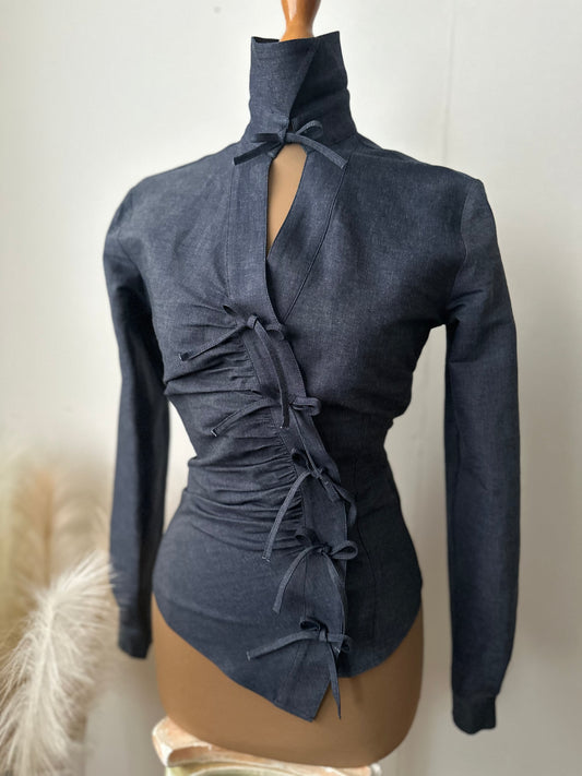 Camicia in denim fiocchetto (Blue Lagoon)