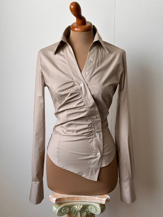 Camicia asimmetrica beige