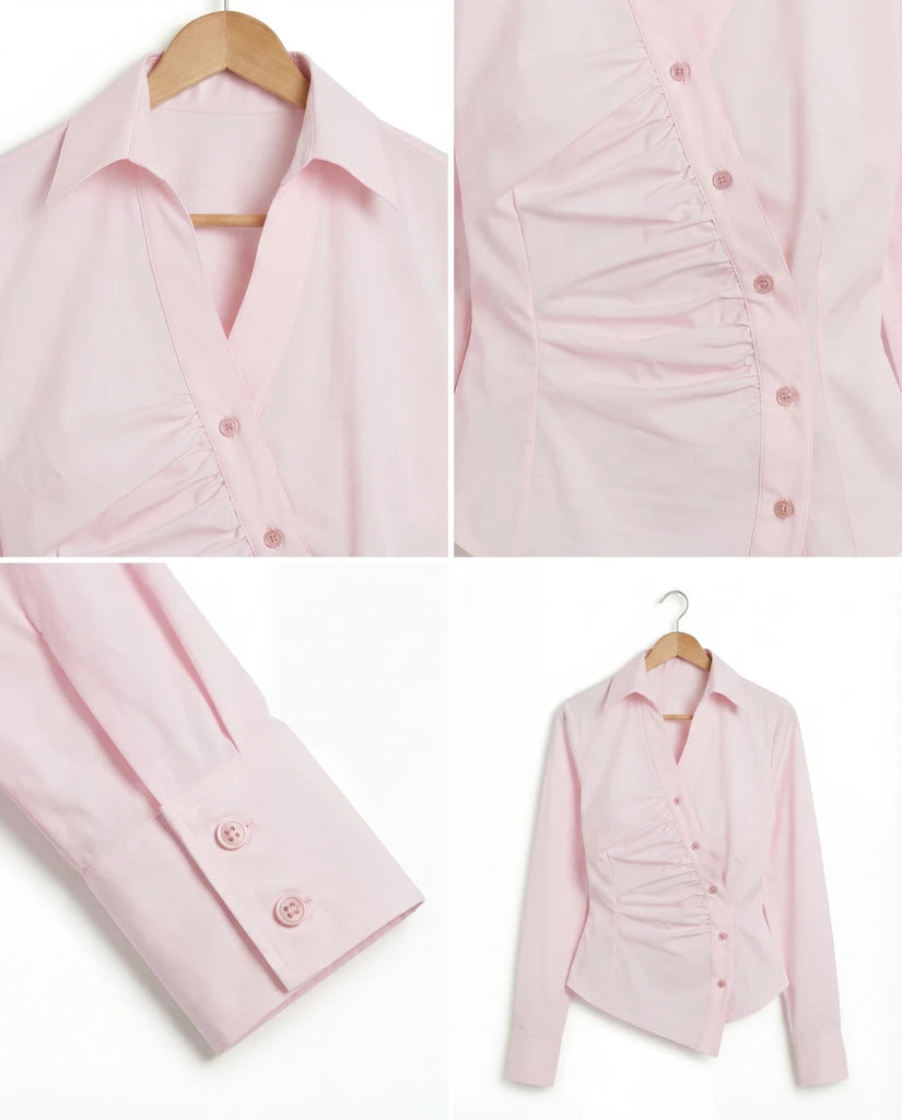 Camicia asimmetrica rosa pastello