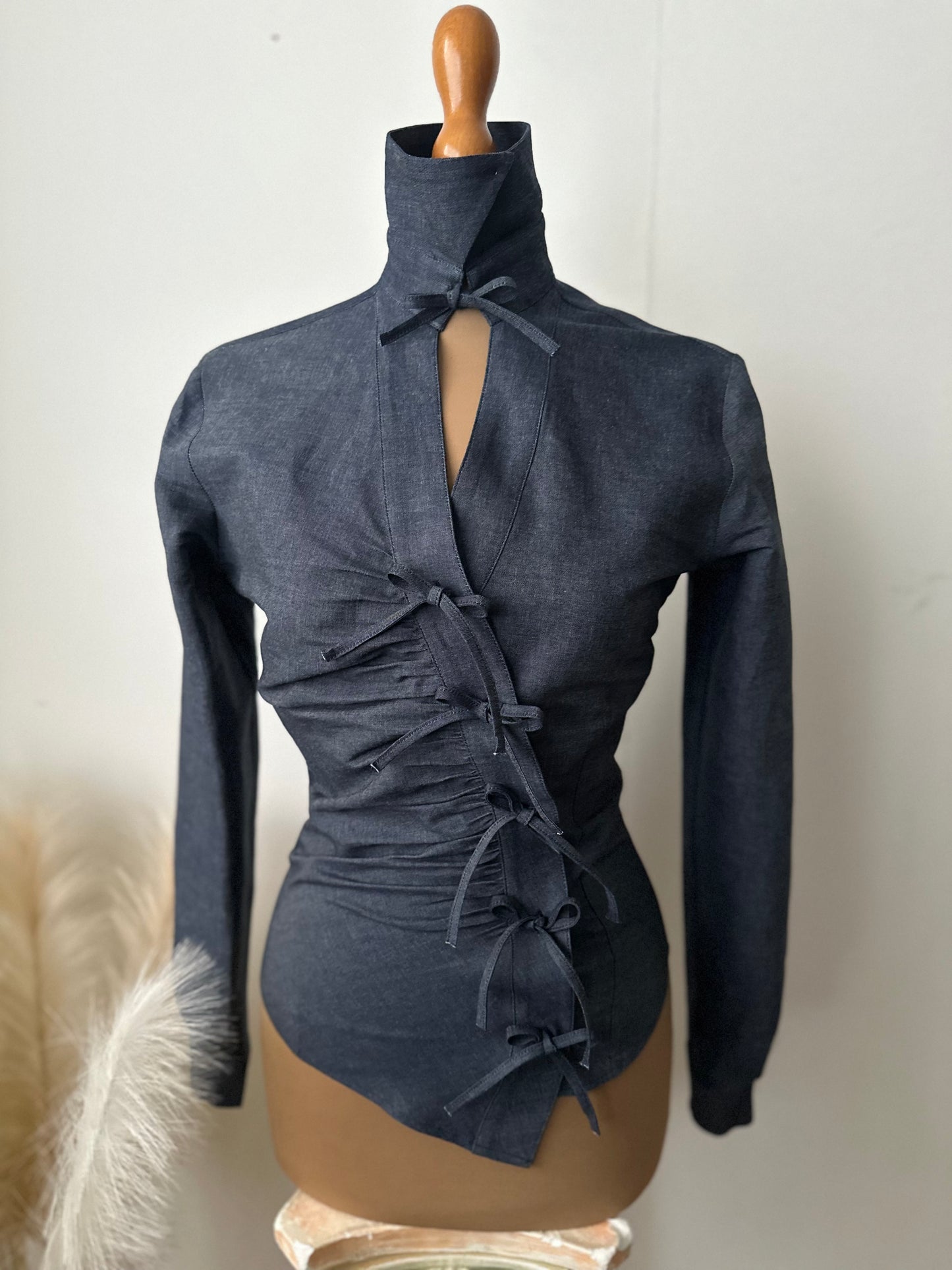 Camicia in denim fiocchetto (Blue Lagoon)