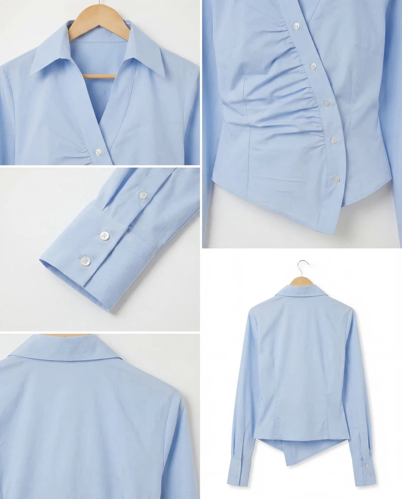 Camicia asimmetrica azzurro pastello