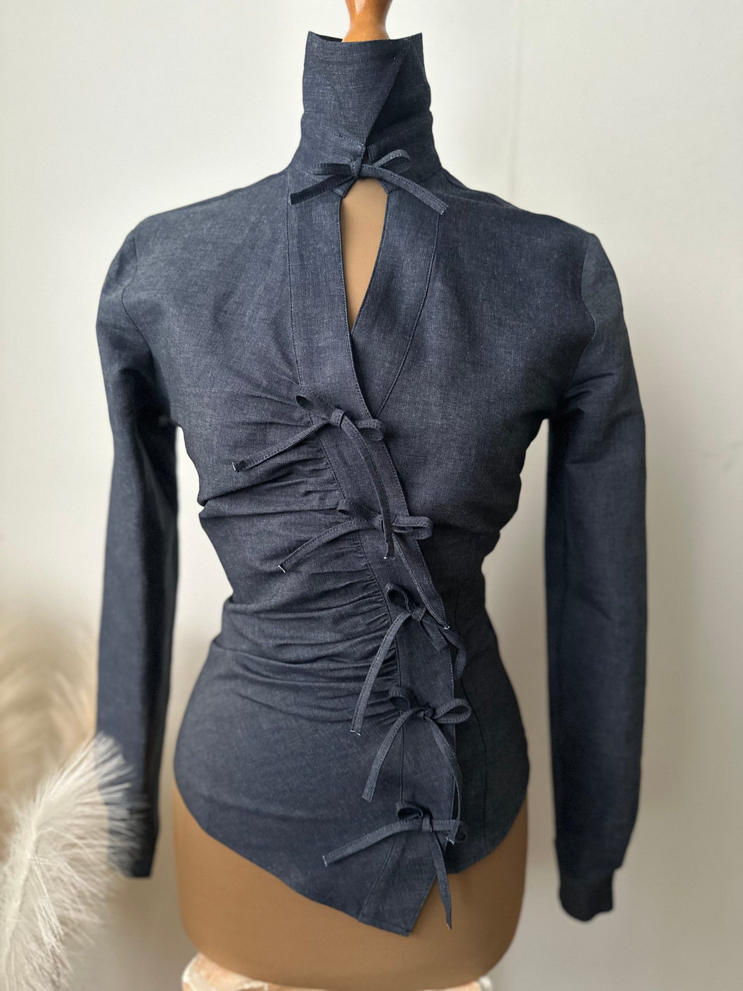 Camicia in denim fiocchetto (Blue Lagoon)