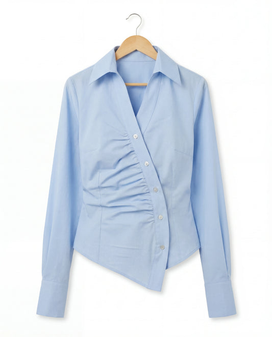 Camicia asimmetrica azzurro pastello