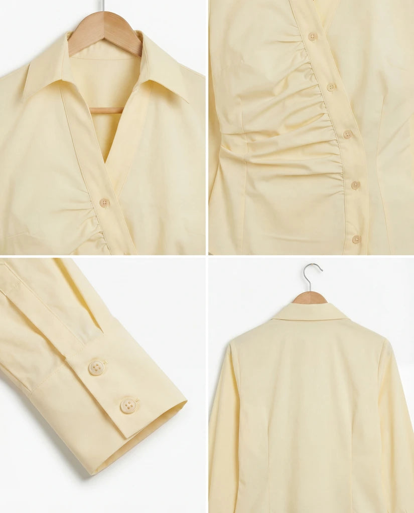 Camicia asimmetrica giallo pastello