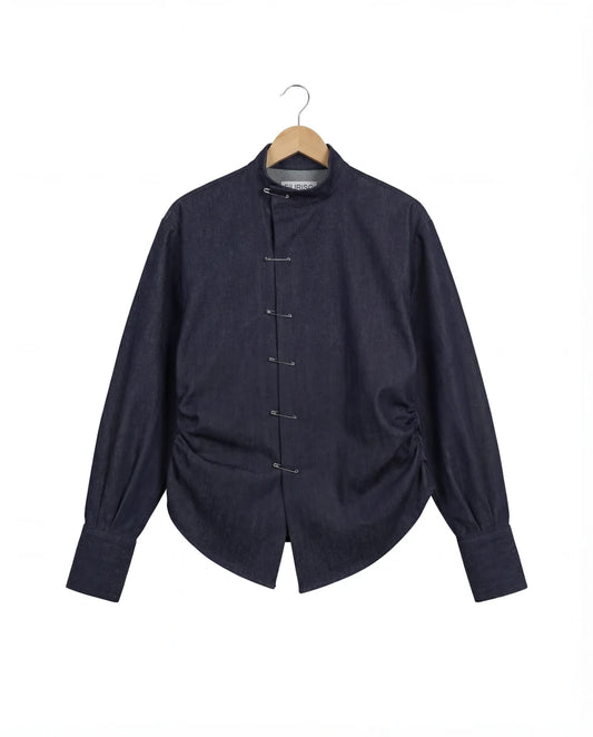 Camicia in denim con spille (Chōwa dark denim)