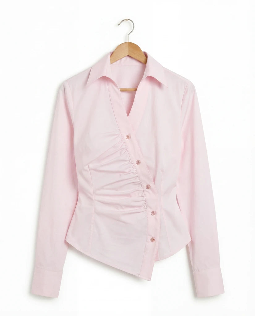 Camicia asimmetrica rosa pastello