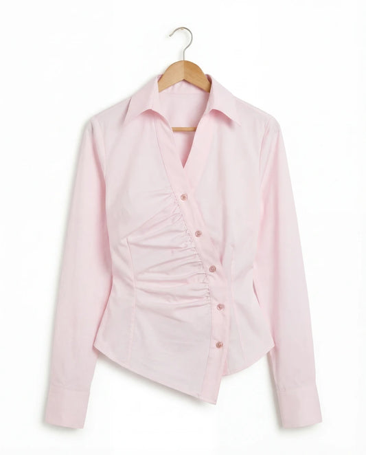 Camicia asimmetrica rosa pastello