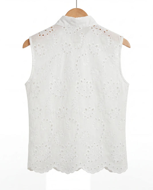 Camicia smanicata in pizzo Sangallo