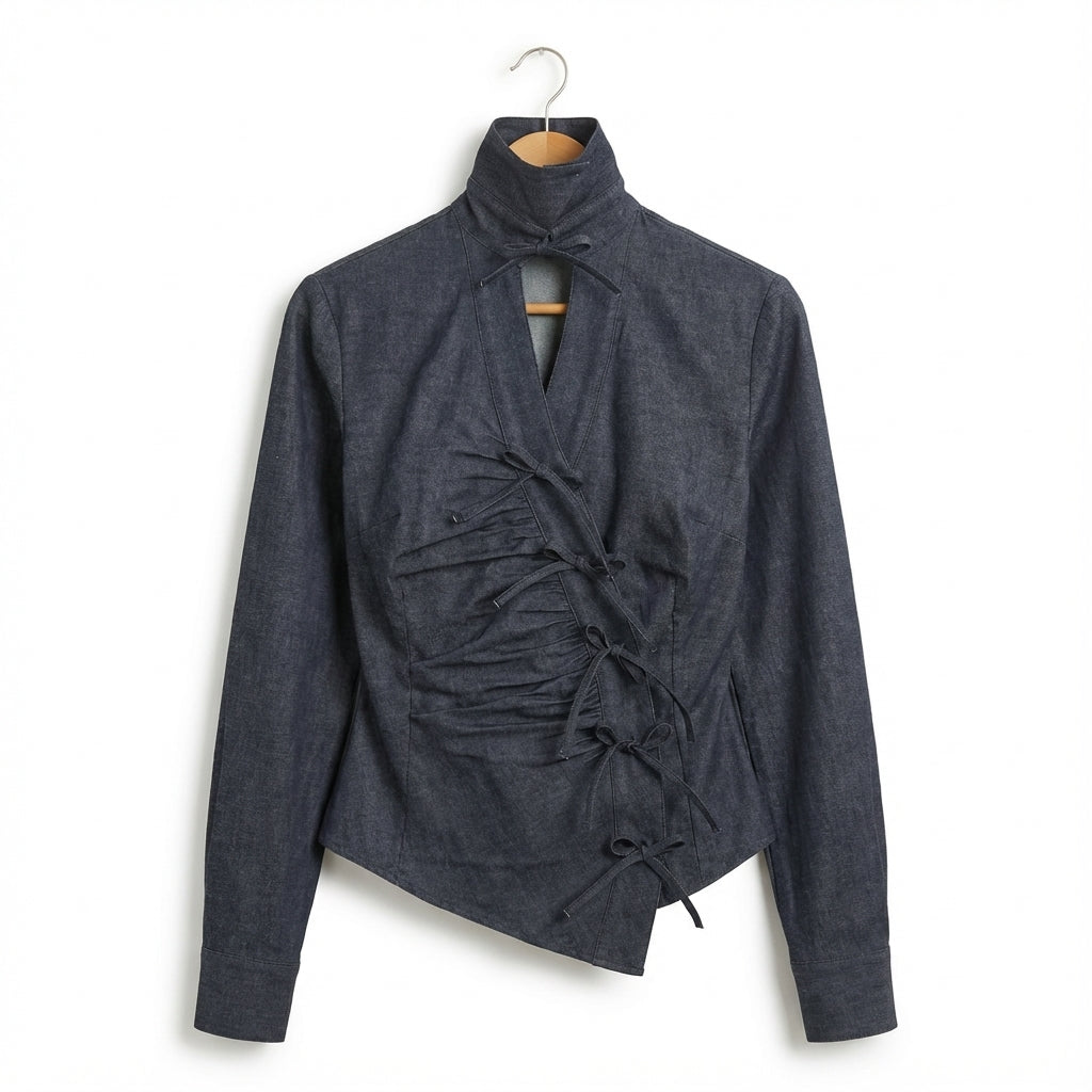 Camicia in denim fiocchetto (Blue Lagoon)