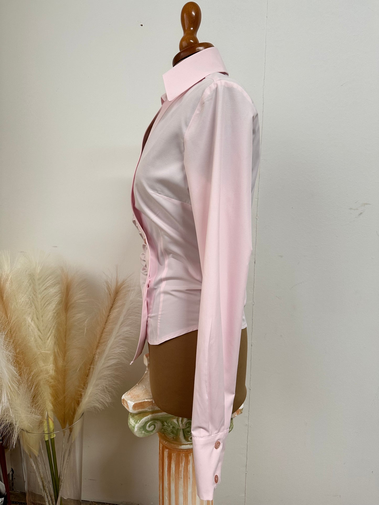 Camicia asimmetrica rosa pastello