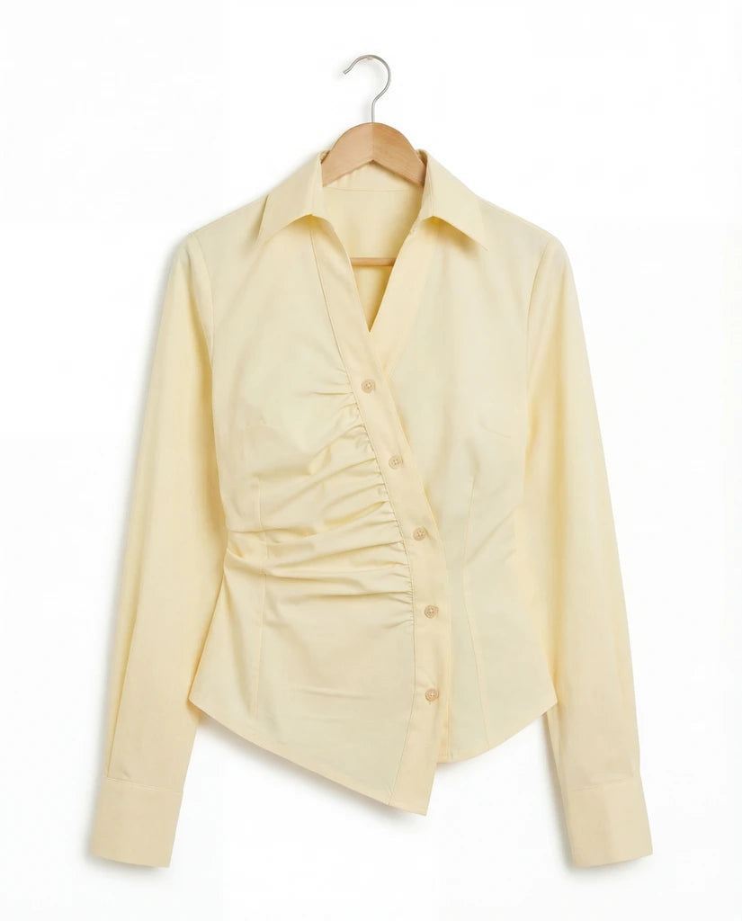 Camicia asimmetrica giallo pastello