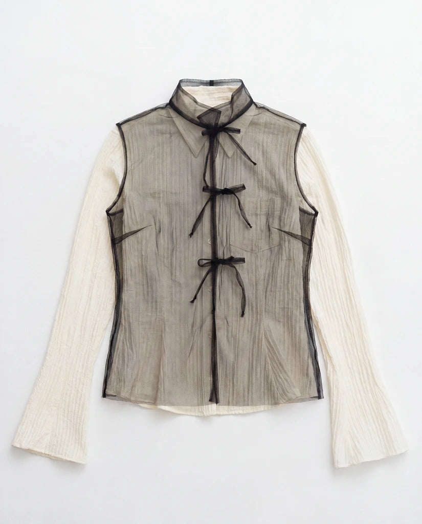Top smanicato in tulle (ombra)