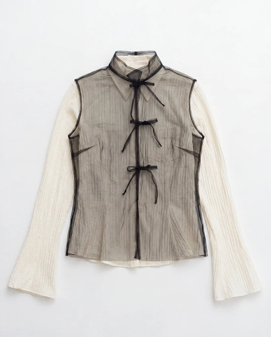 Top smanicato in tulle (ombra)