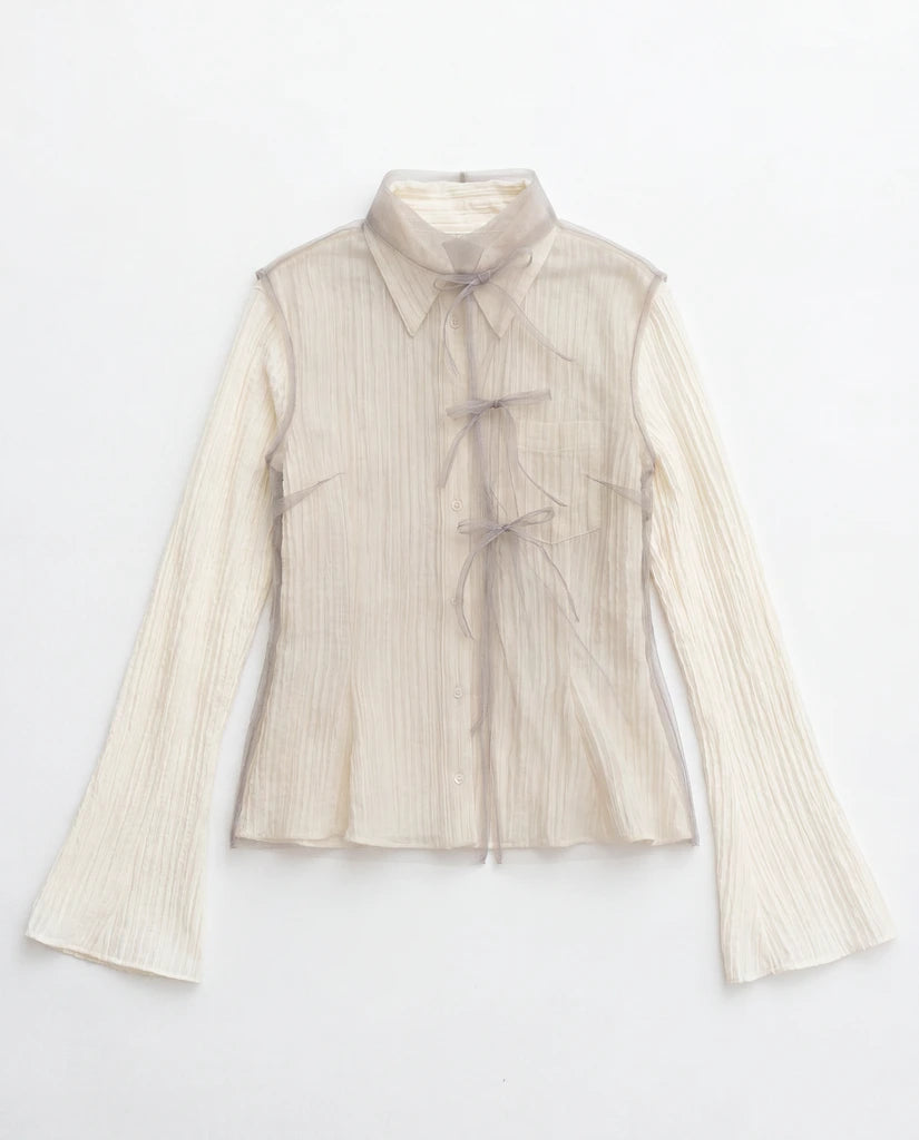 Top smanicato in tulle (cenere)