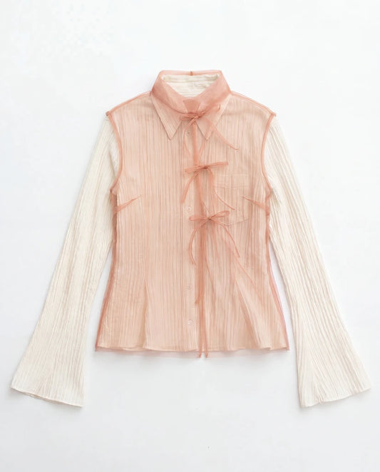 Top smanicato in tulle (luce)